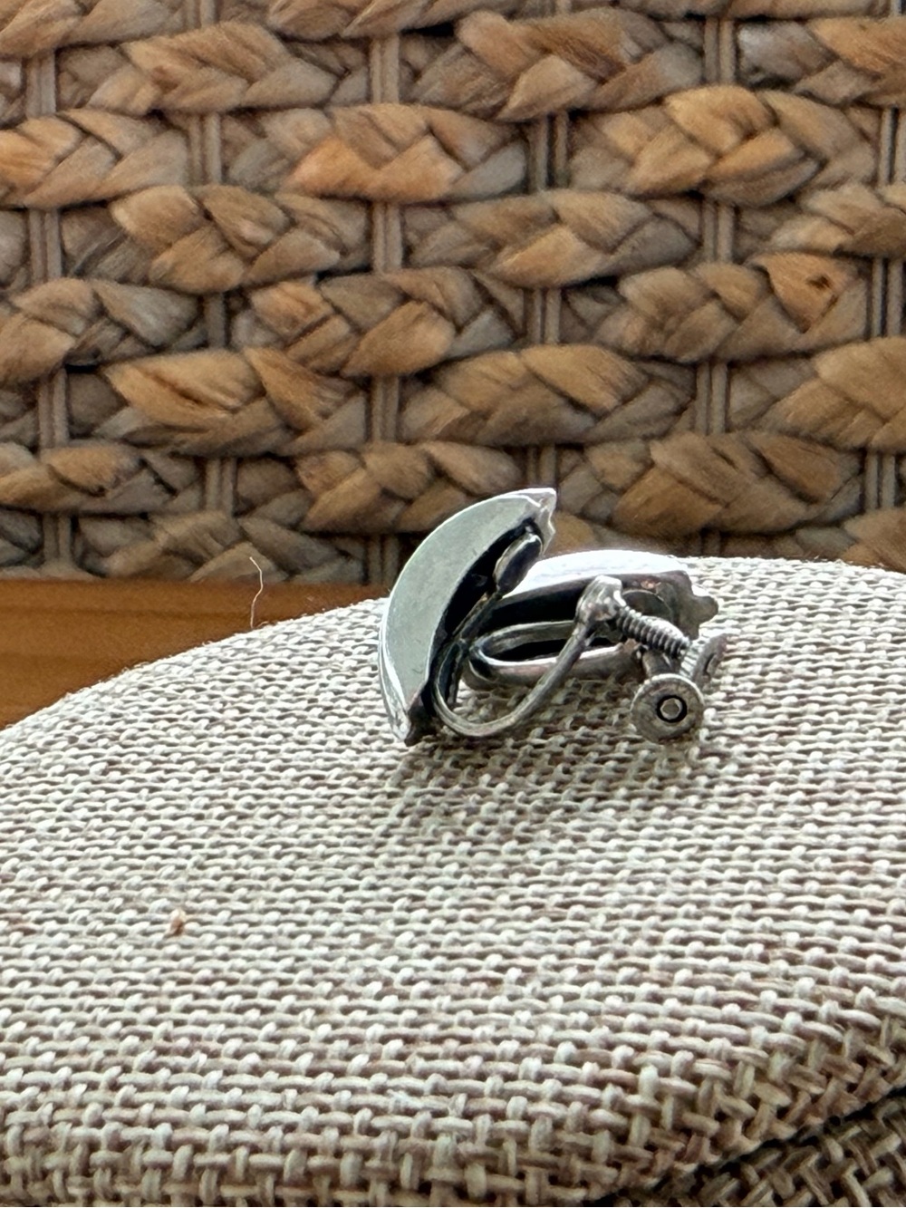 Vintage Deco Sterling Silver Screwback Earring Unpierced - Picture 6 of 11